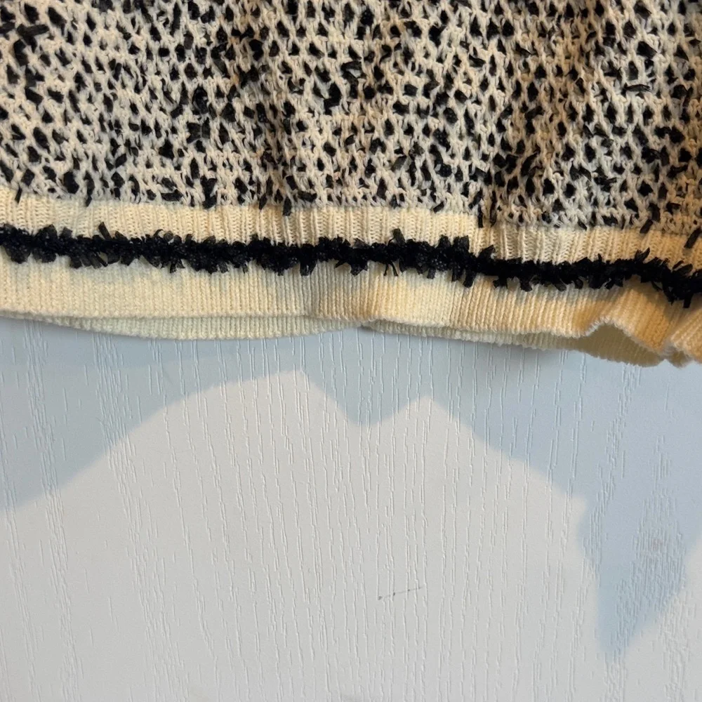 Skies Are Blue Cream and Black Patterned Sweater